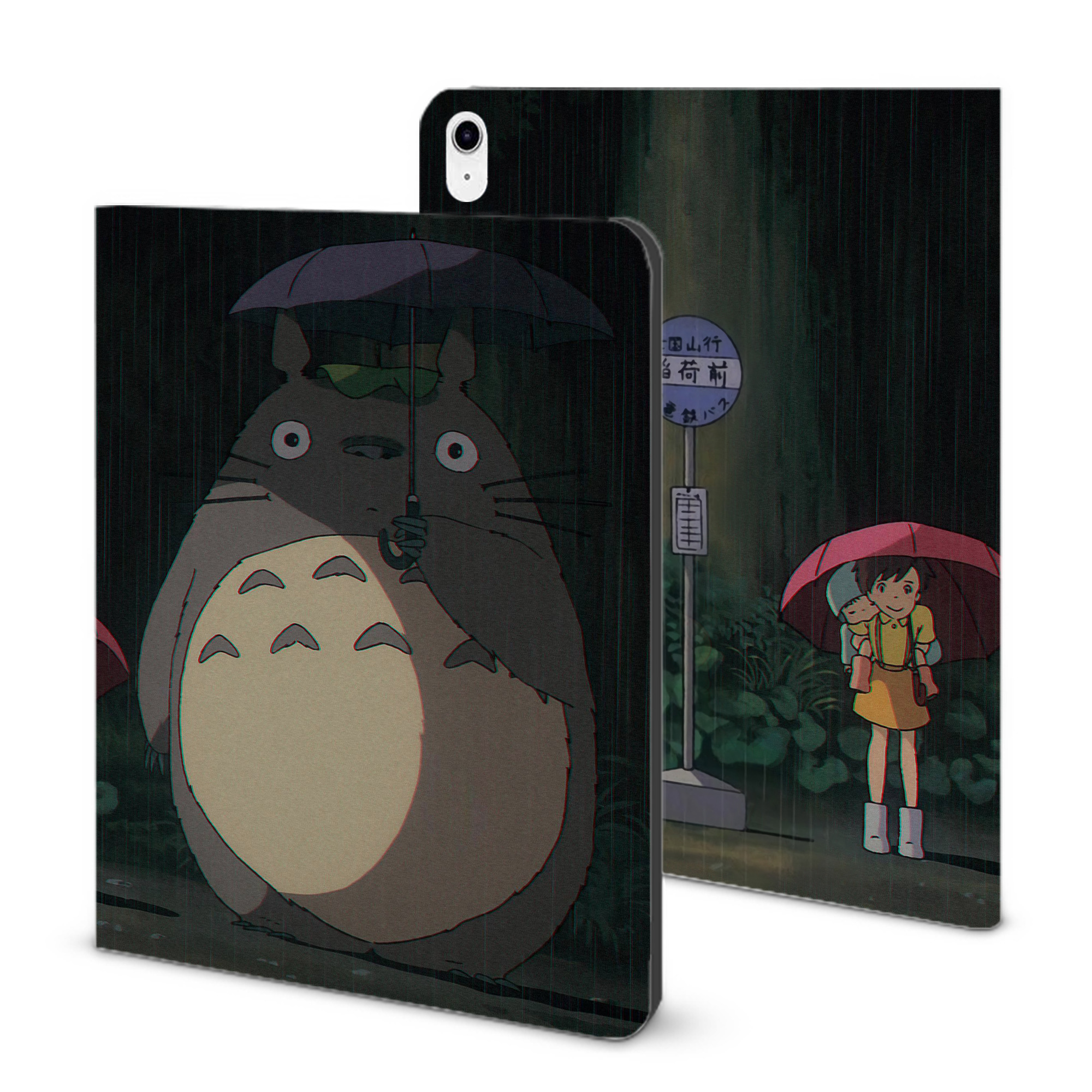 （画像用） となりのトトロ 草壁メイ 草壁サツキ My Neighbor Totoro Satsuki Kusakabe Mei Kusakabe IPad ケース ブック型 PUレザー TPU 耐衝撃 軽量 薄型 ペン収納なし 全面保護 IPad 各モデル対応